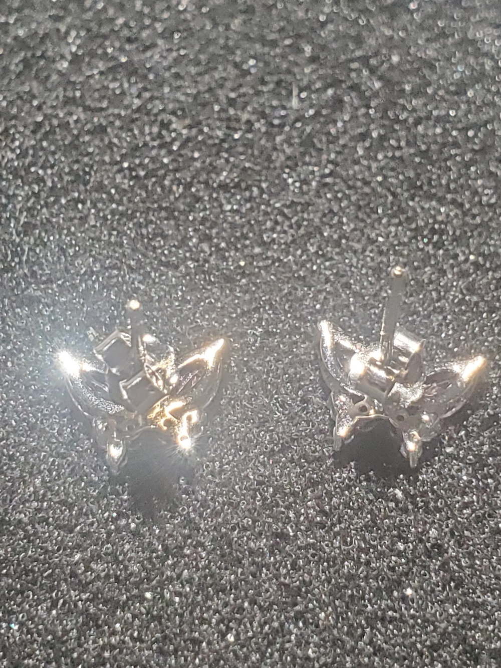 New 925 Sterling Silver Pink Moissanite Butterfly Stud Earrings Petite Whimsical - Picture 3 of 3